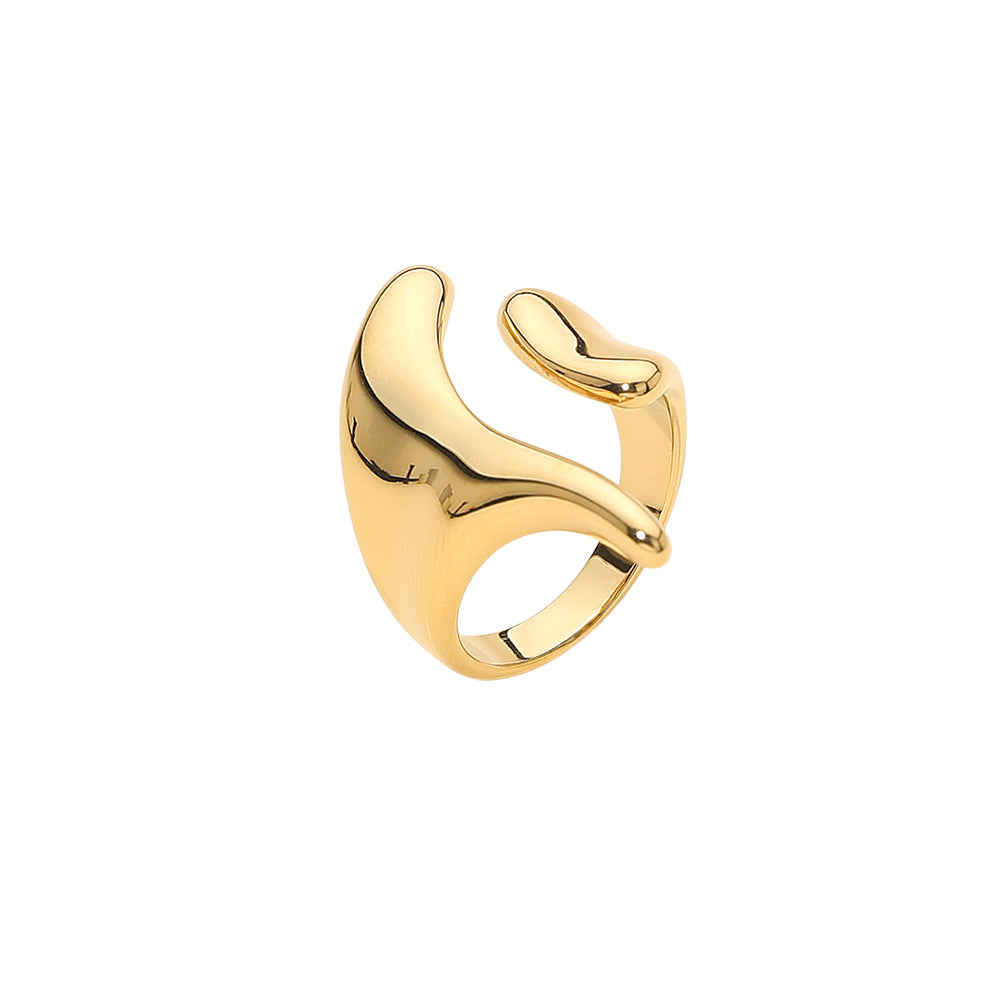Stainless Steel Sculpted Open Wave Ring