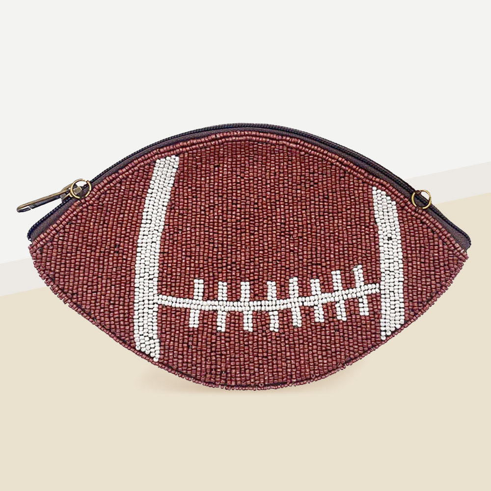 Seed Beaded Football Crossbody Bag Handbag