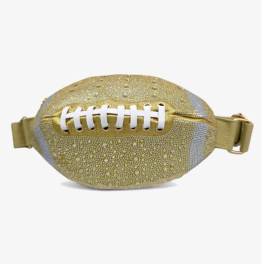 Gold Sparkle Football Shape Fanny Pack Sling Bag
