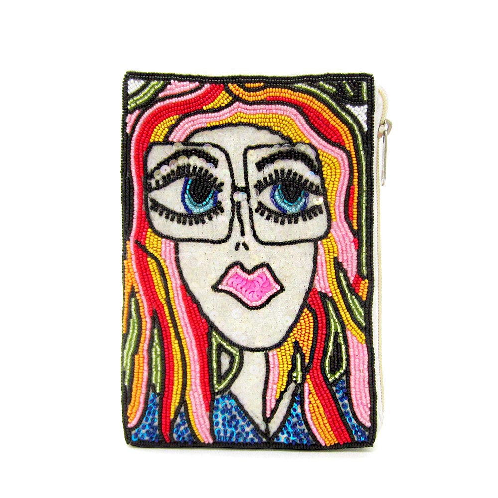 Seed Beaded Girl Diva Crossbody Bag