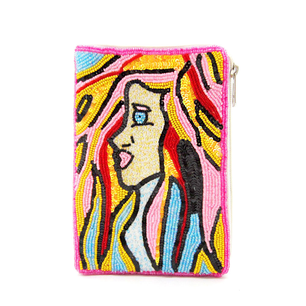 Seed Beaded Girl Diva Crossbody Bag