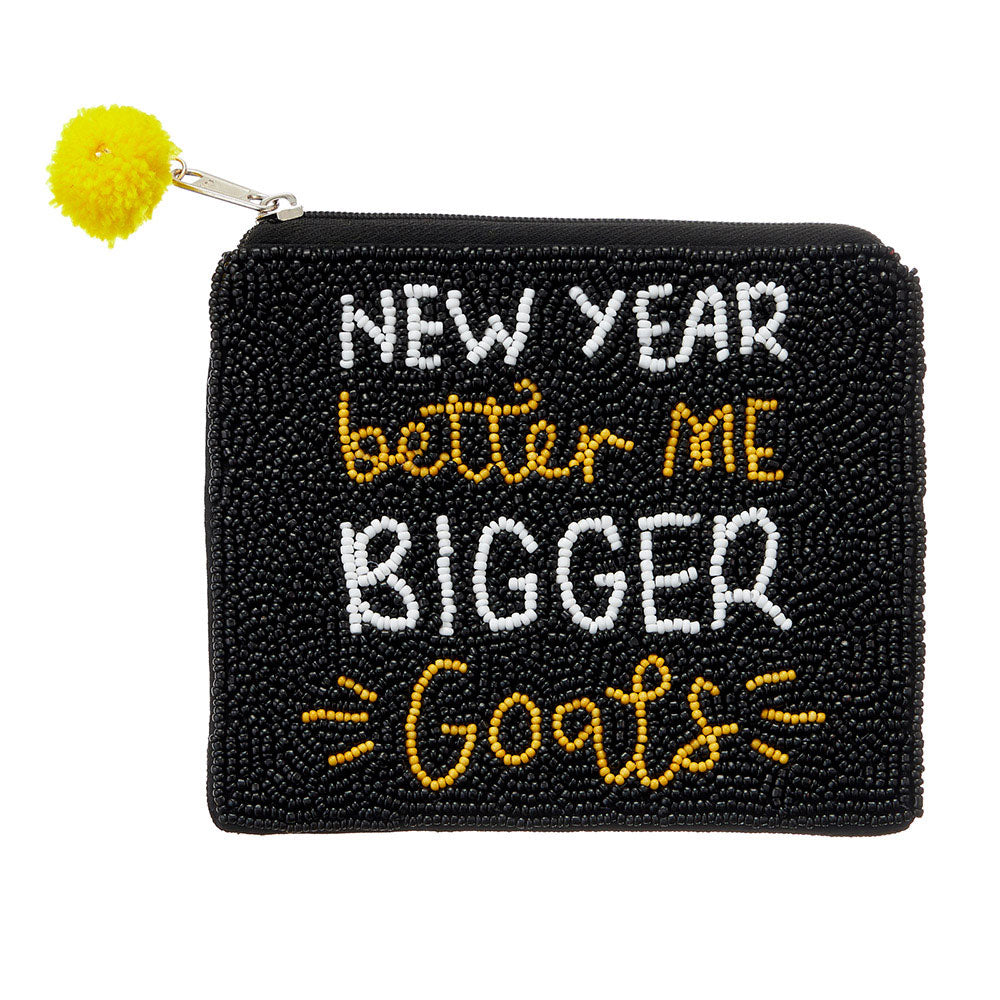 New Year Bigger Goals Seed Beaded Mini Pouch Storage Bag