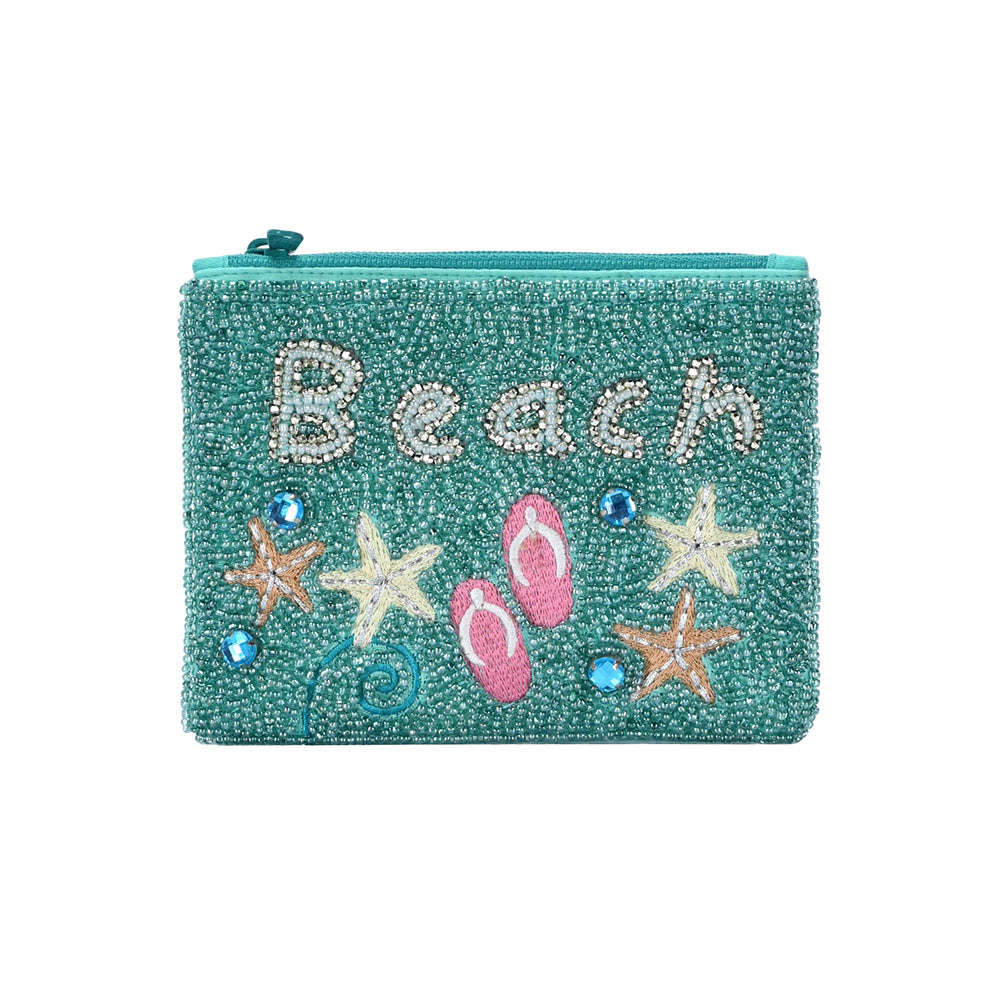 Day At The Beach Beaded Coin Pouch Bag