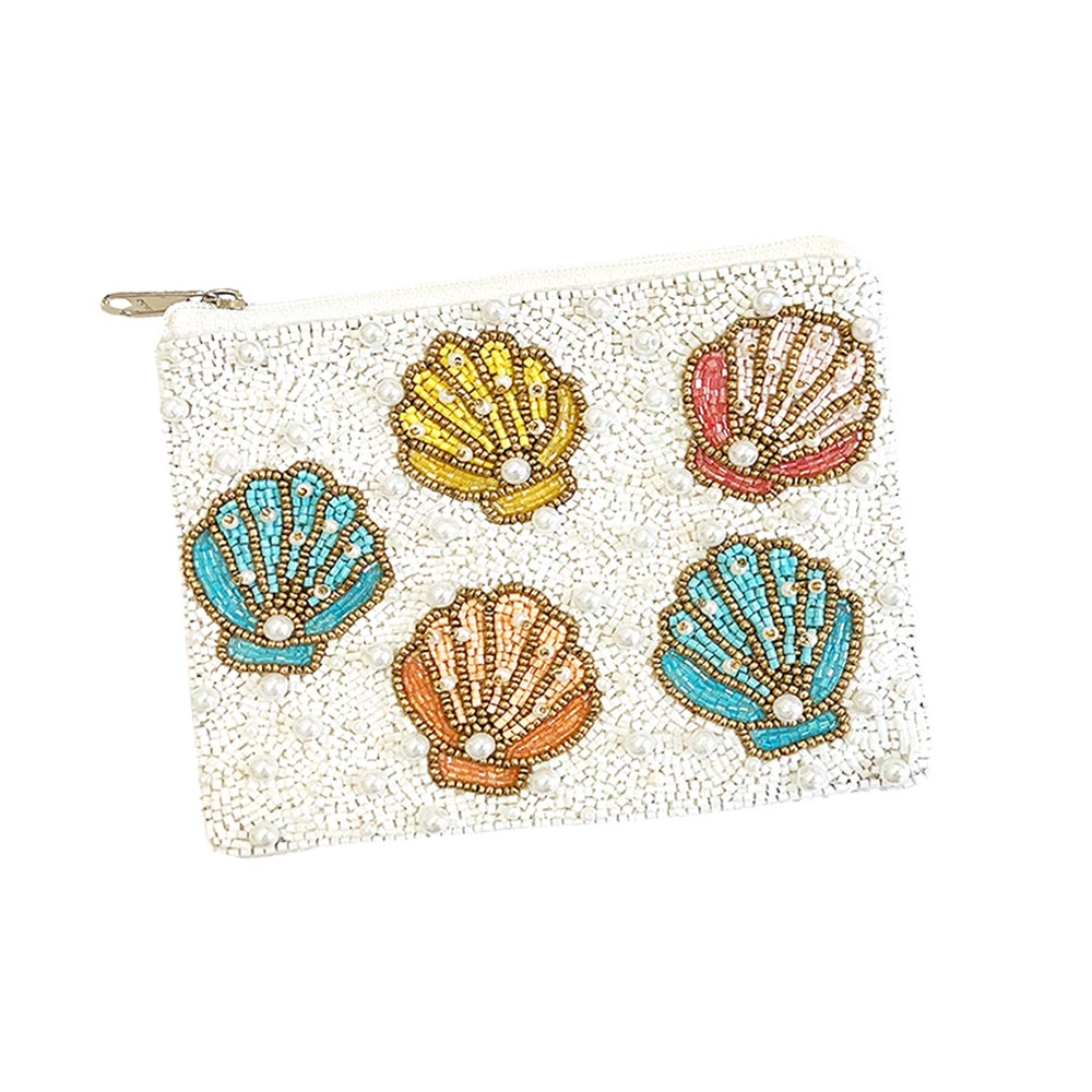 Seashell Seed Beaded Mini Pouch Storage Bag