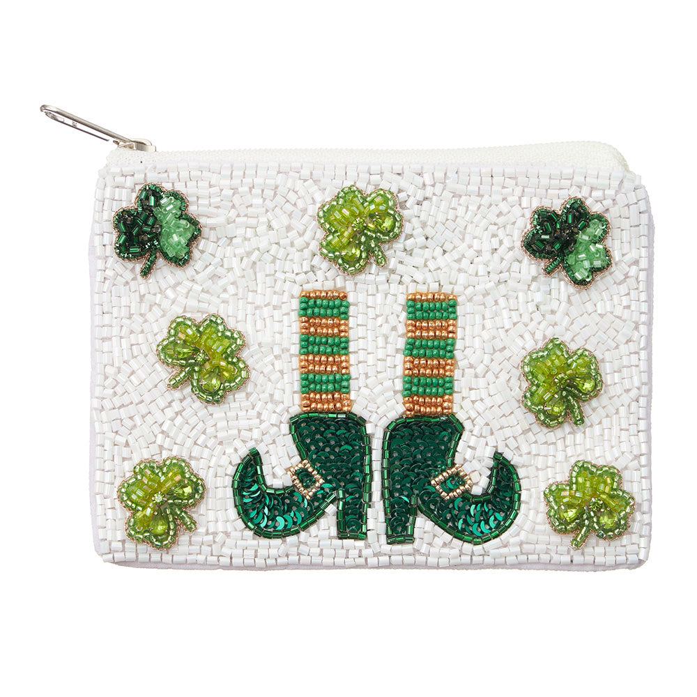 St Patrick's Day Seed Beaded Mini Pouch Bag