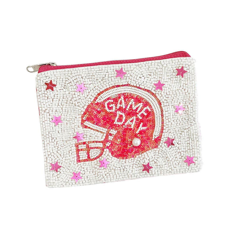 Football Sequin GAMEDAY Beaded Mini Pouch Bag