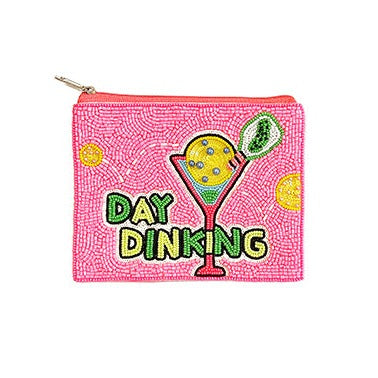 PICKLEBALL Day Dinking Beaded Coin Money Pouch
