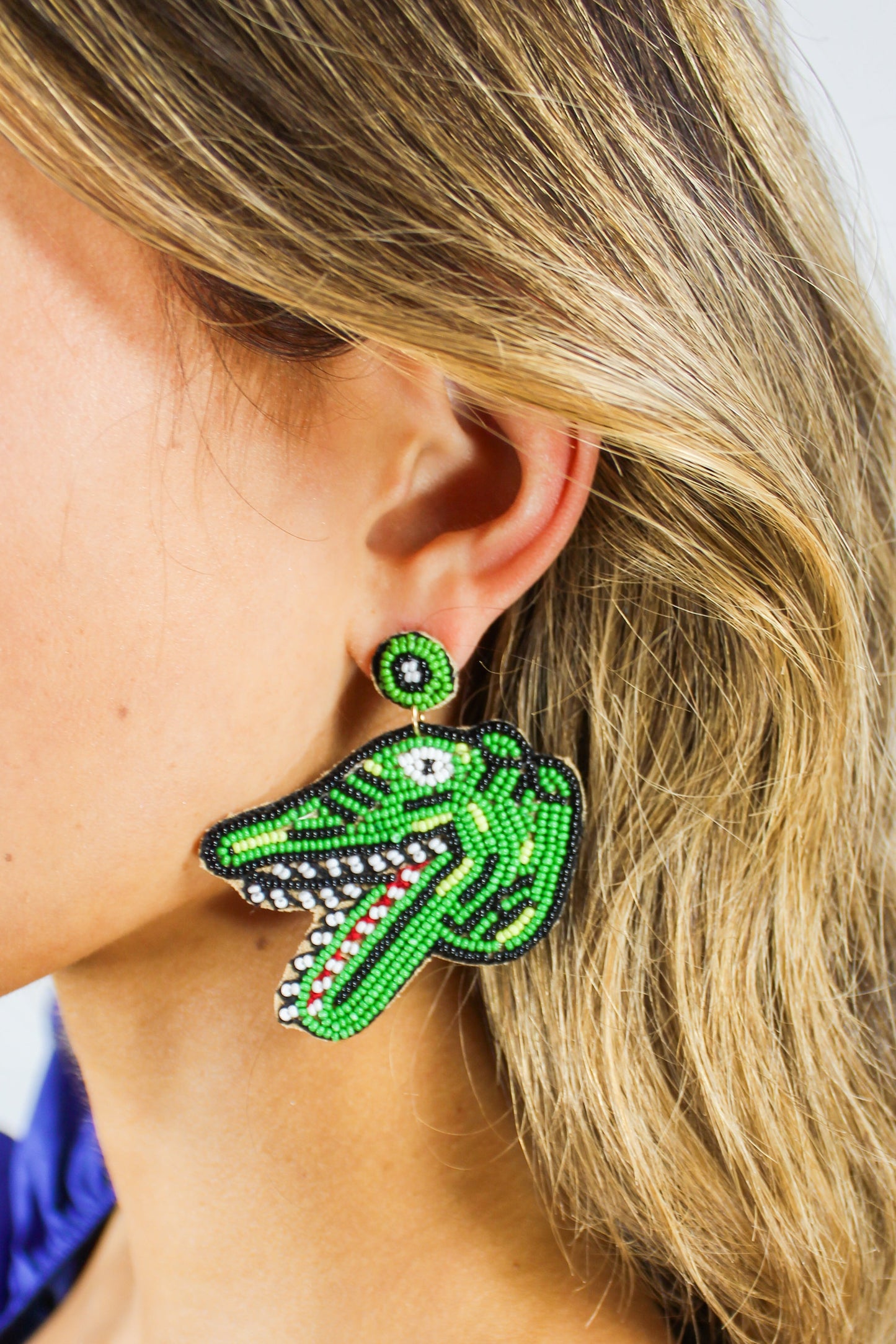 Alligator Crocodile Beaded Earrings