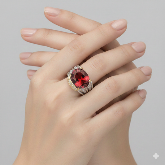 Ruby Two-Tone Band Statement Ring