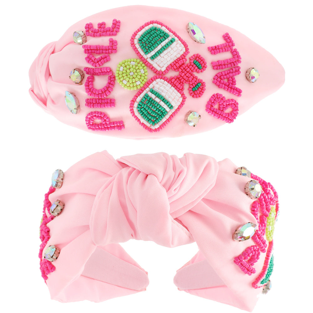 Pickleball Colorful Beaded Boho Fabric Headband