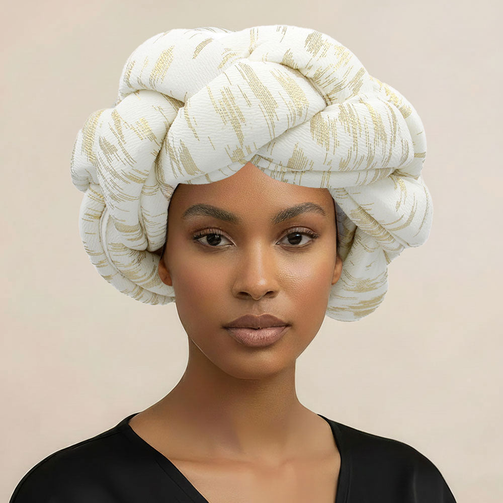 Asha White Braided Turban Hair Wrap
