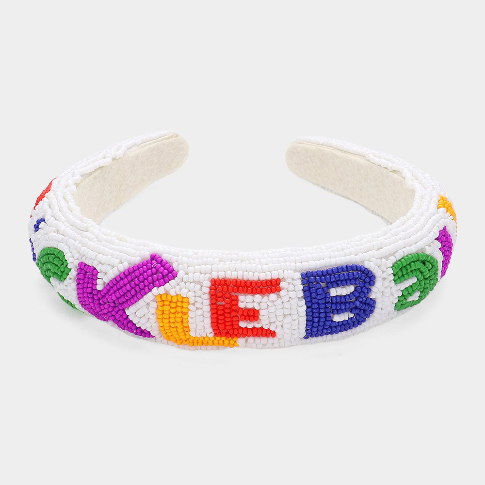 Pickleball Colorful Seed Beaded Headband