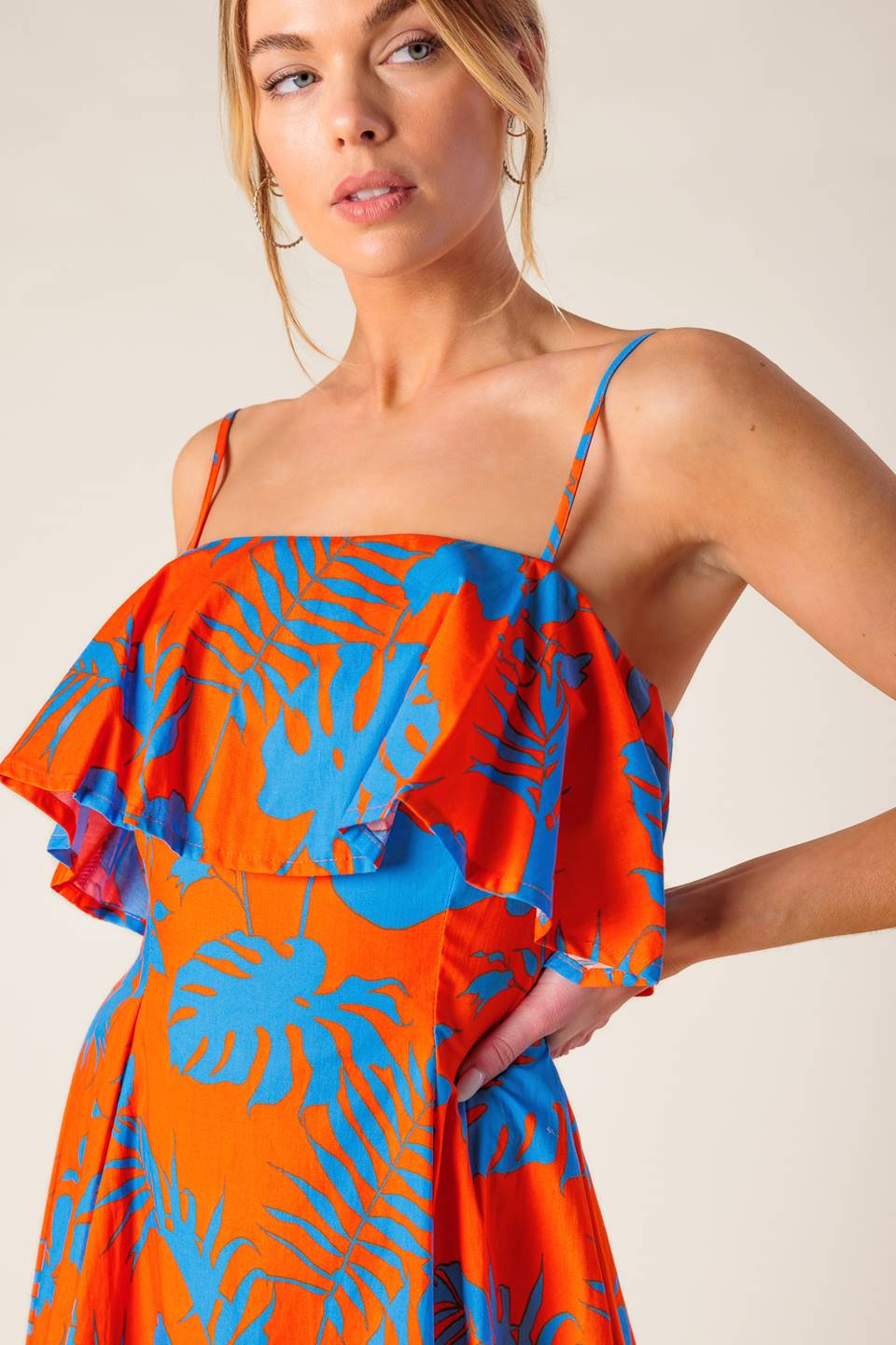 STOPPING TIME ORANGE WOVEN MINI DRESS