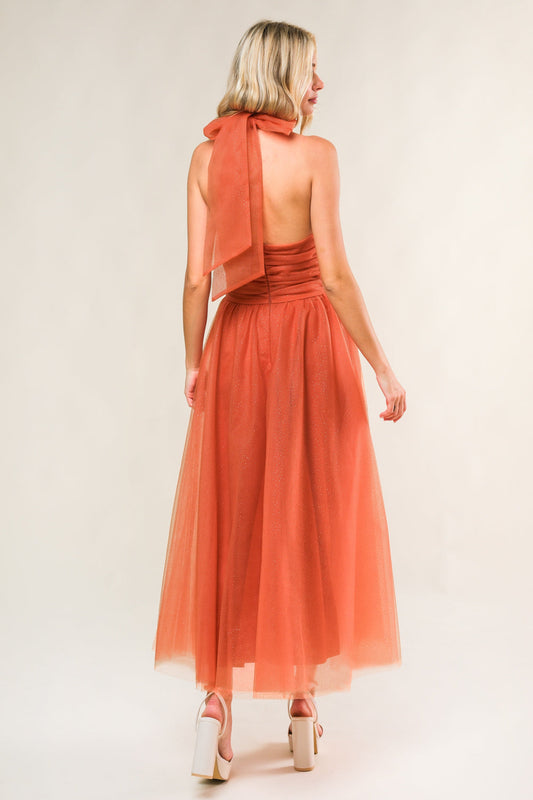 VESTIDO MIDI DE MALLA OCASIONAL