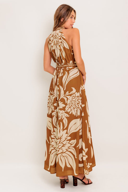 HAVANA HALO BROWN WOVEN ANKLE DRESS