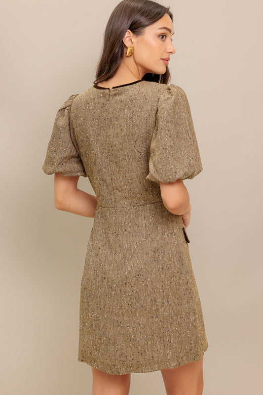 MADEMOISELLE MODE WOVEN WEED MINI DRESS