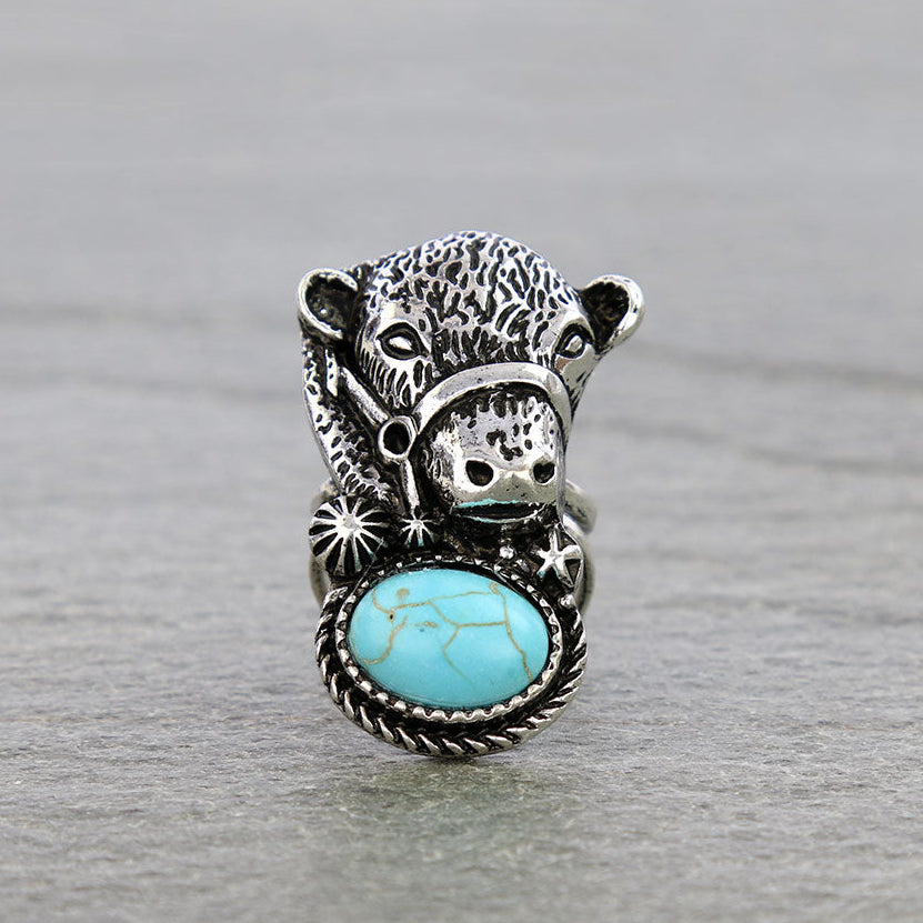 Moo-d for Turquoise Silver Cow Ring