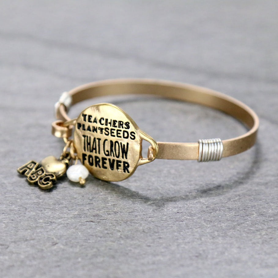 Teacher Inspirational Quote Wire Hook Bracelet