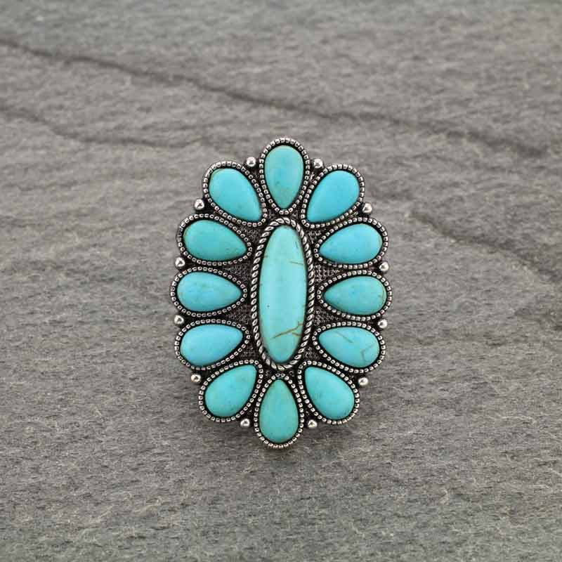 Canyon Skies Squash Blossom Western Ring