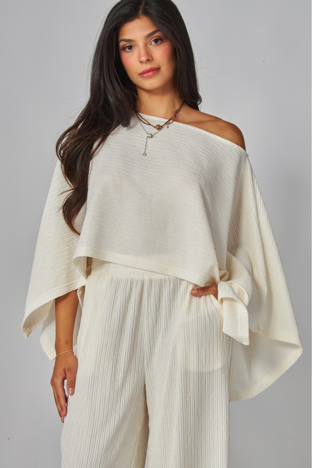 LEISURELY LUXE PANTS SET IN IVORY