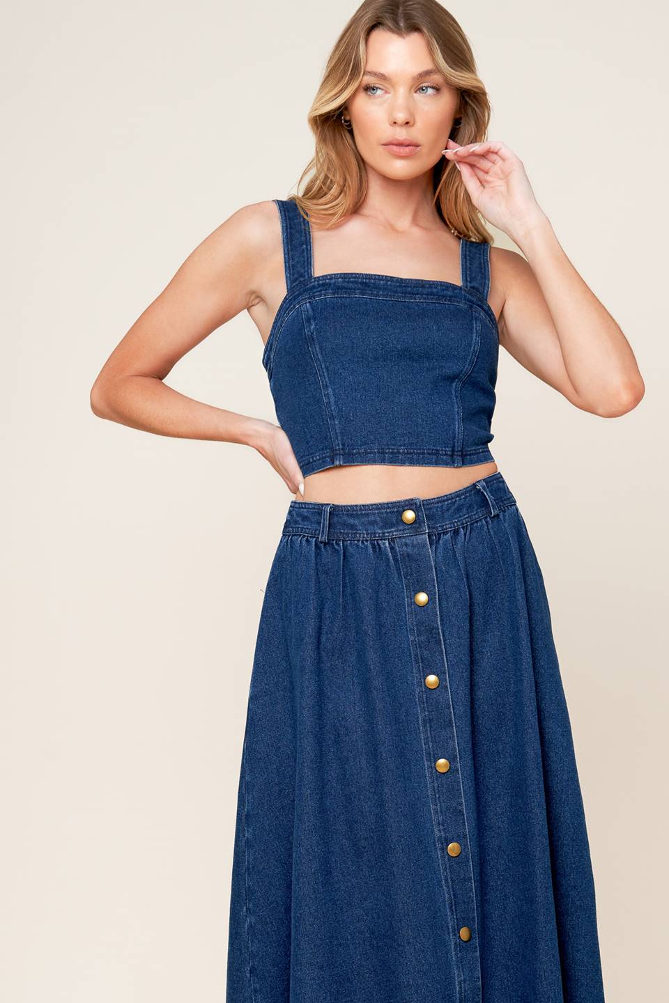 SIMPLY THE VIBE DENIM TOP & SKIRT SET