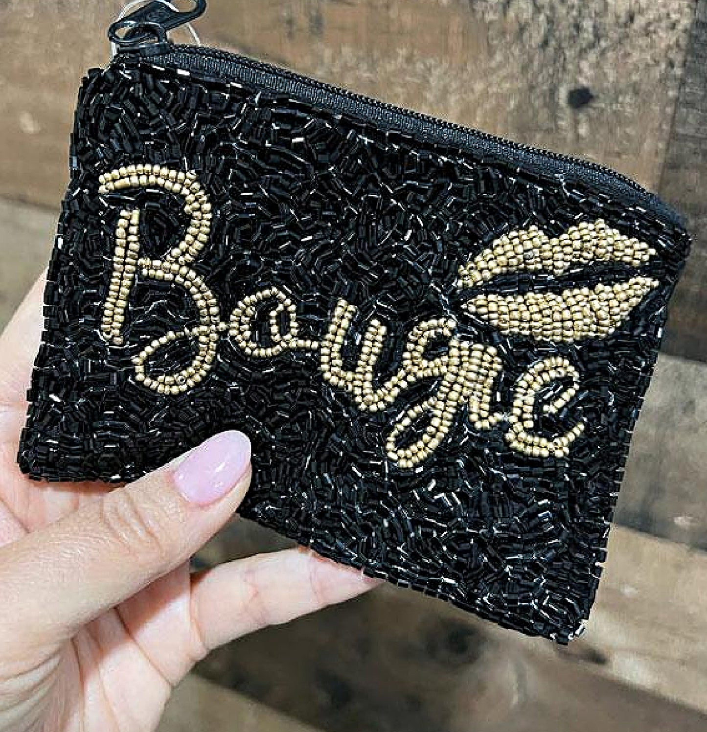 BOUGIE Kiss Beaded Coin Storage Pouch