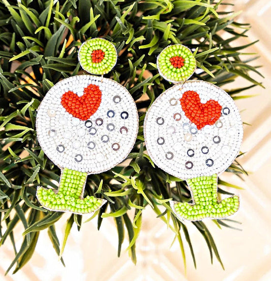 Golf Lovers Ball and Tee Beaded Earrings