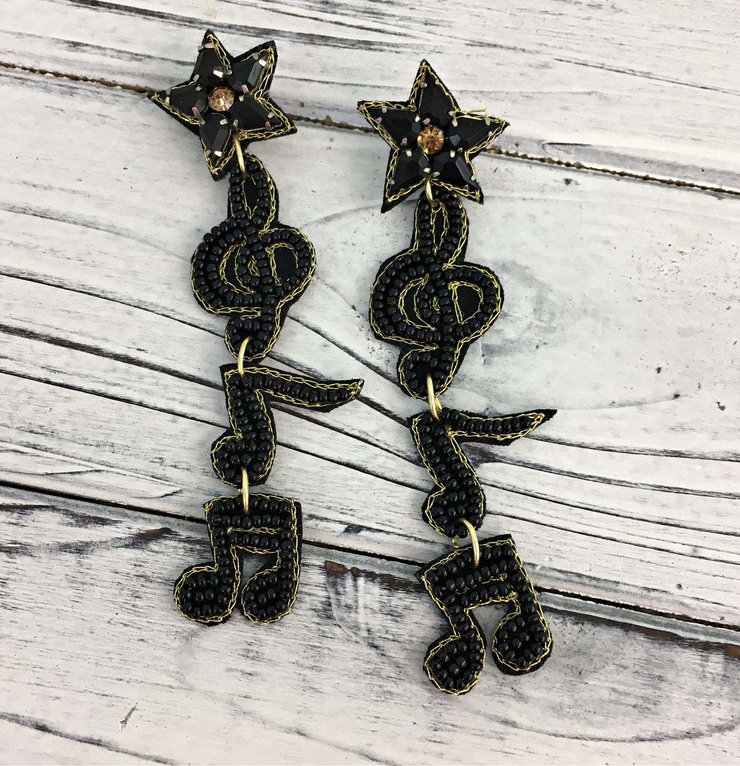 Music Notes Seed Beaded Earrings