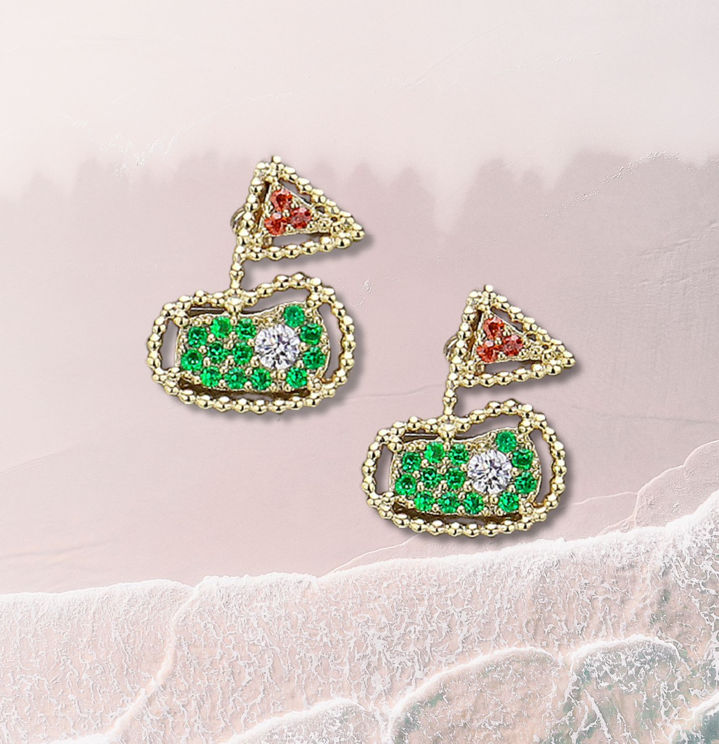 Rhinestone Golf Hole in One Stud Earrings