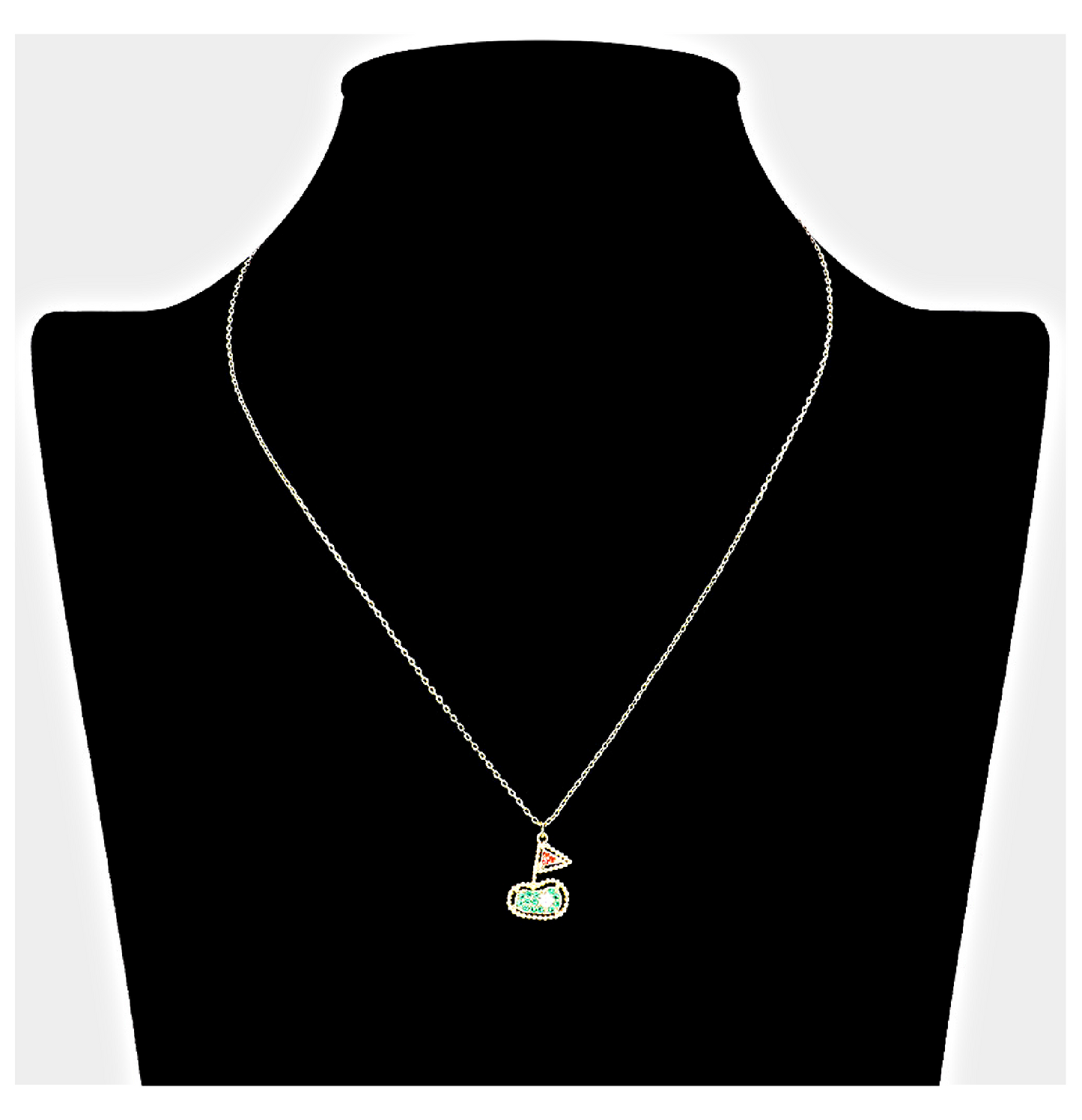 Rhinestone Golf Hole in One Pendant Necklace