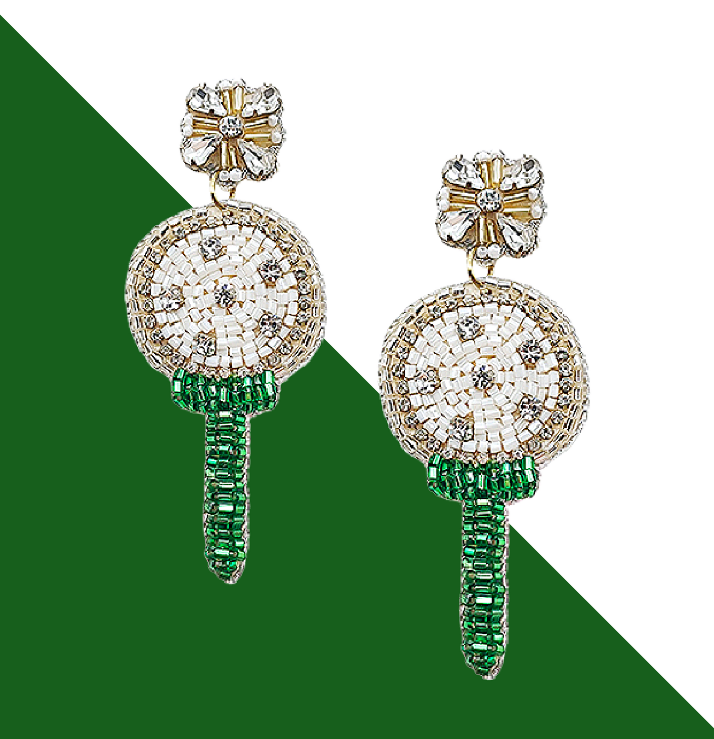 Beaded Golf Ball & Tee Earrings