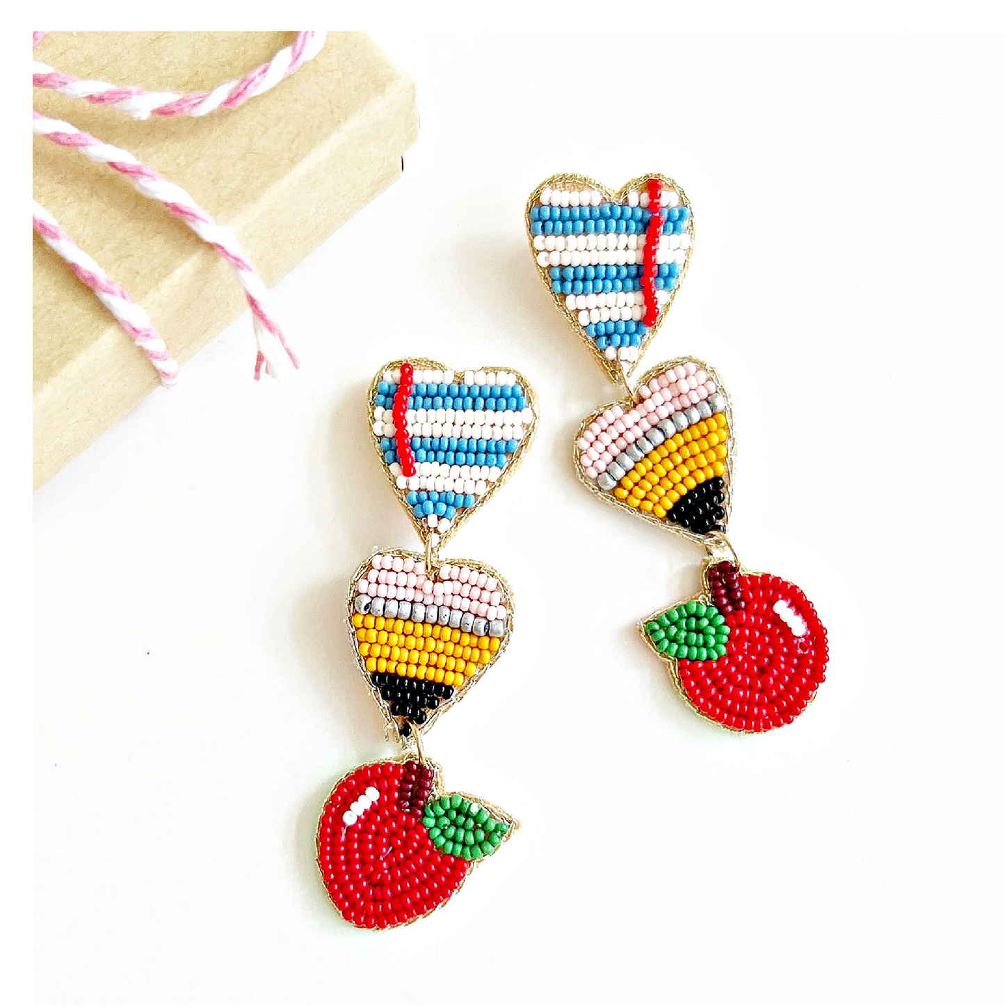 Teacher Tools Heart Beaded Earrings