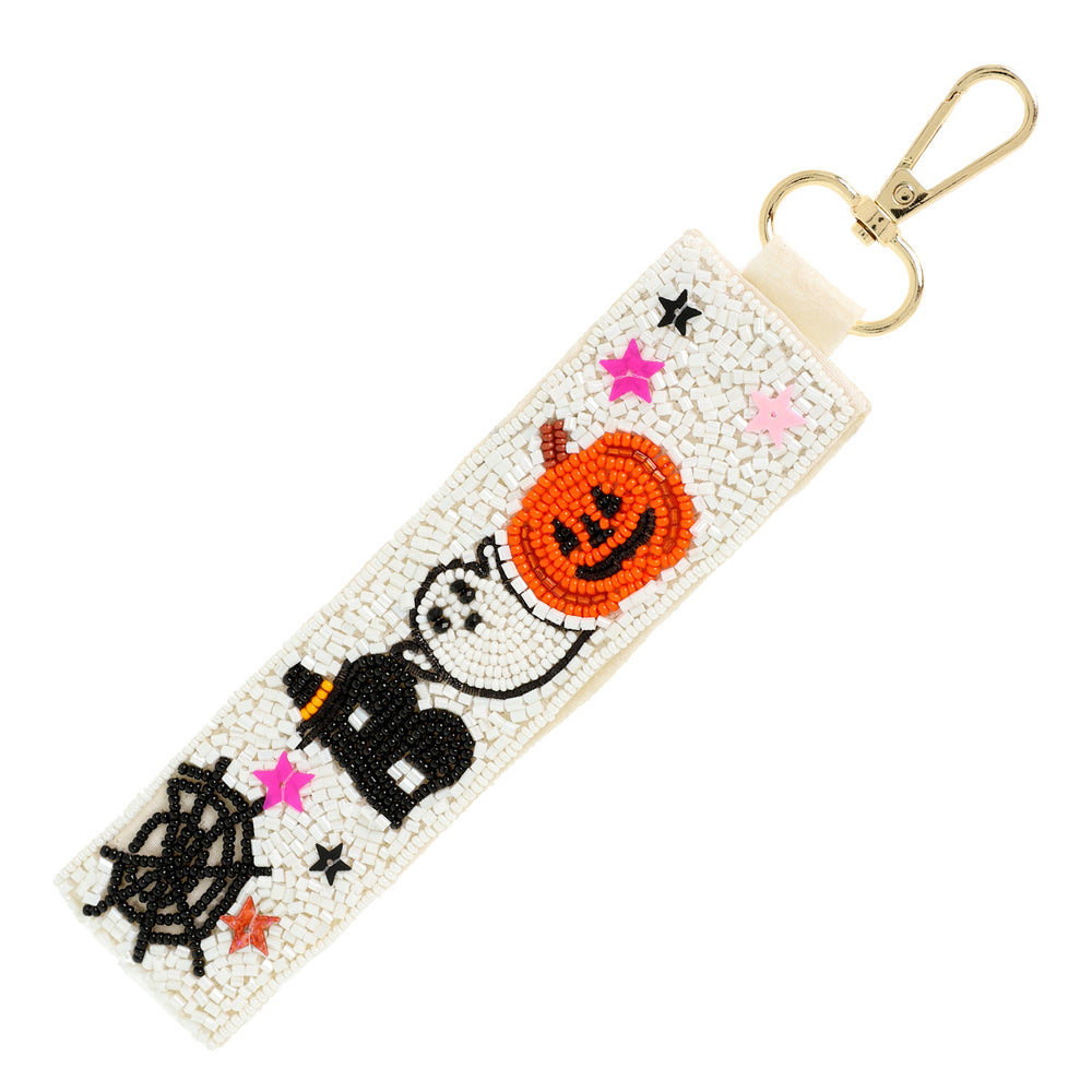 Halloween BOO Beaded Lanyard Keychain