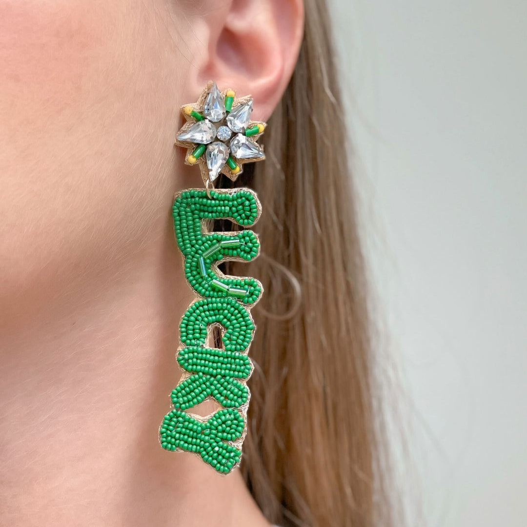 Kentucky Derby Lucky Race Seed Beaded Earrings
