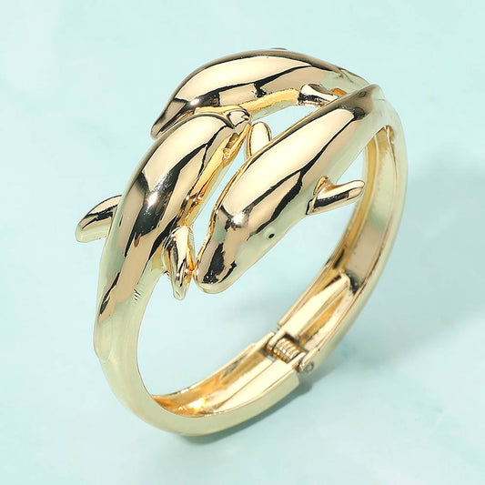 Three Dolphin Dive Bangle Bracelet