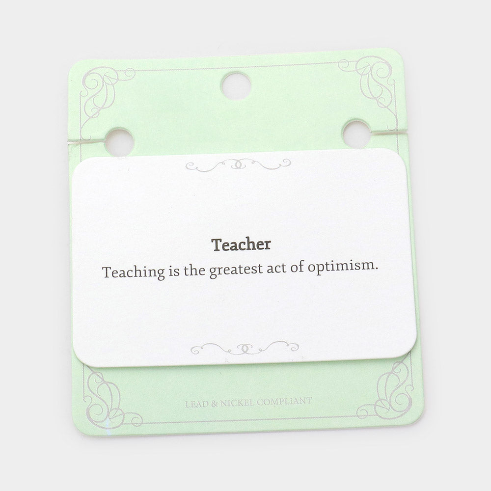 No. 1 Teacher Apple Owl Books Charm Beads Silver Bracelet