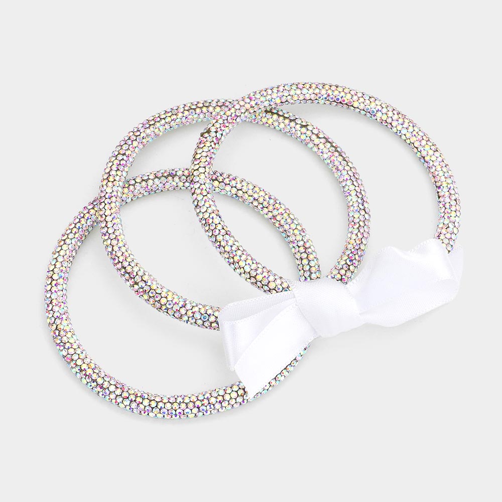 3PC Set Silver Sparkle Bangle Bracelets