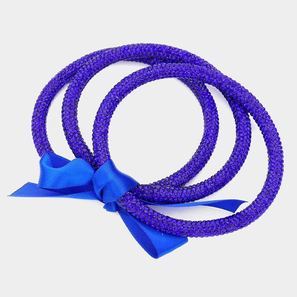 3PC Set Blue Sparkle Bangle Bracelets