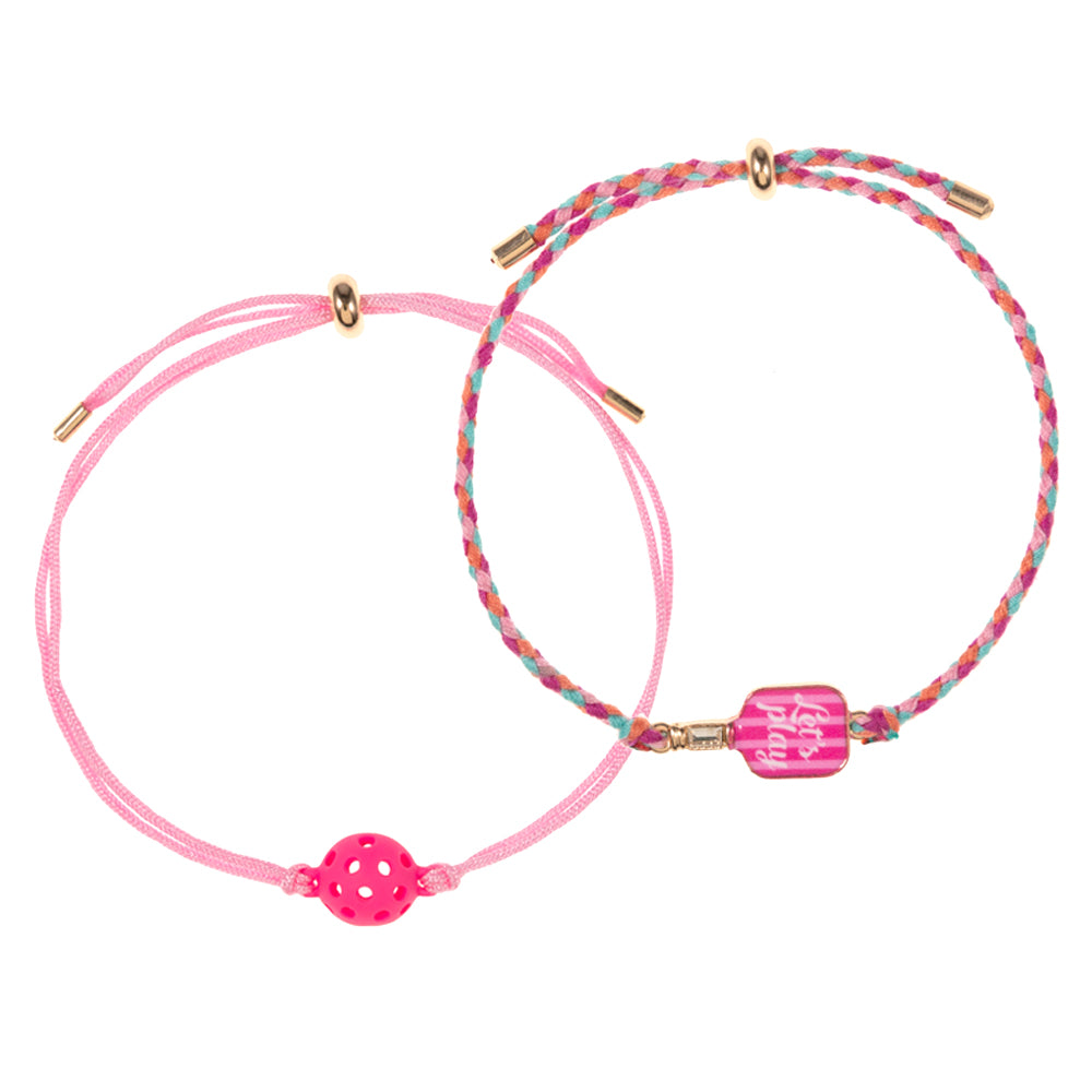 Pickleball 2PC Pull-To-Fit String Bracelets