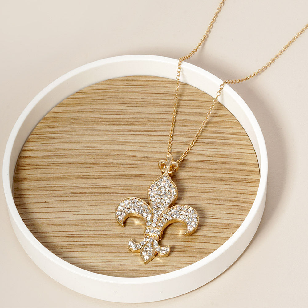 Fleur de Lis Rhinestone Necklace