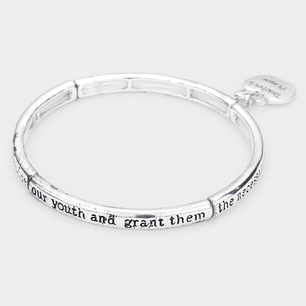 Teachers Prayer Apple Charm Stretch Bracelet