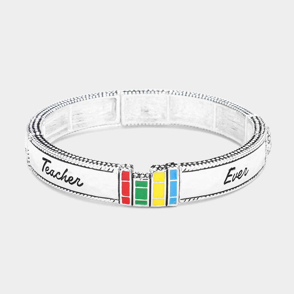 BEST TEACHER EVER Message Stretch Bracelet