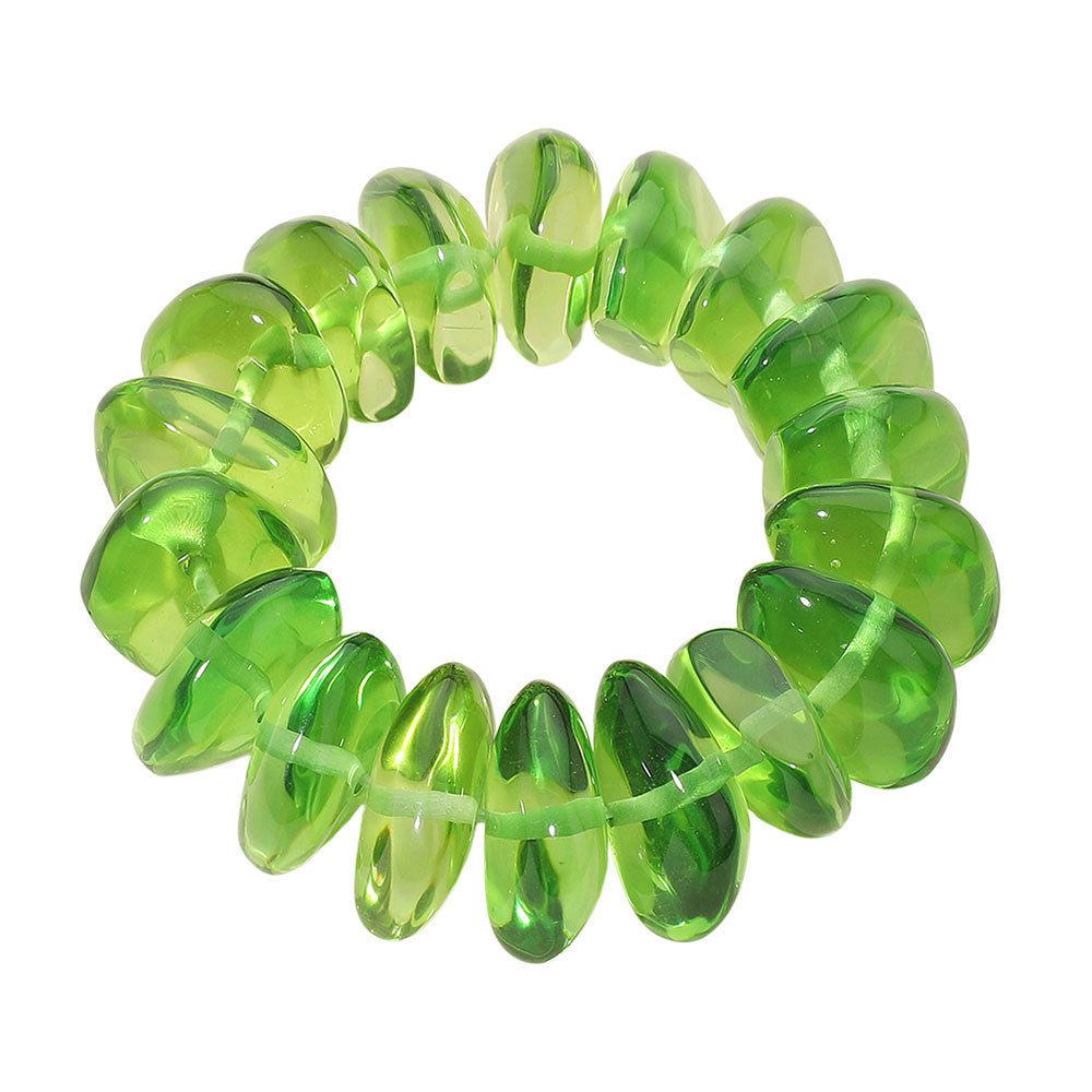Green Pebble Beaded Statement Bracelet