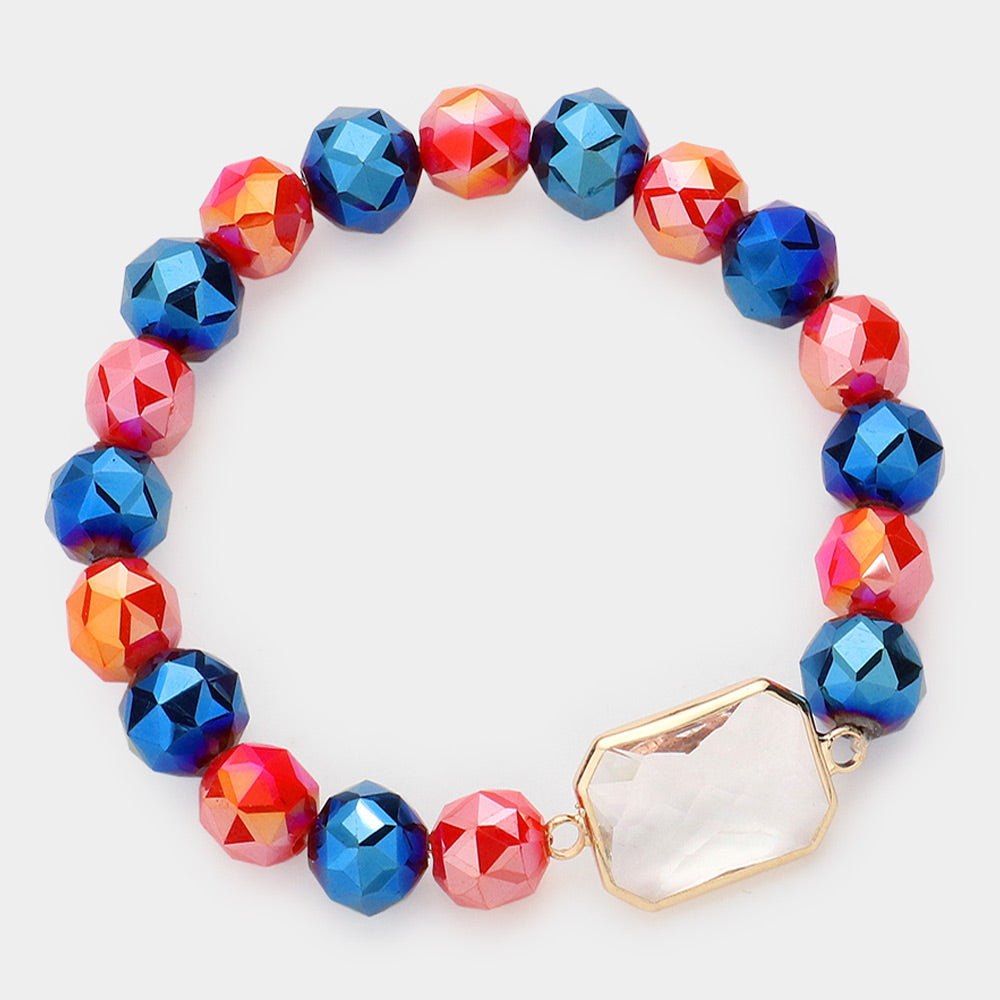 Set of 2 Gameday Orange & Blue Beaded Bracelets