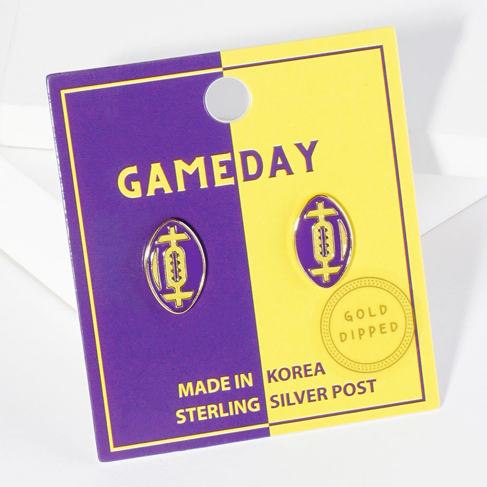 GAMEDAY 18K Gold Dipped Enamel Purple Yellow Team Earrings