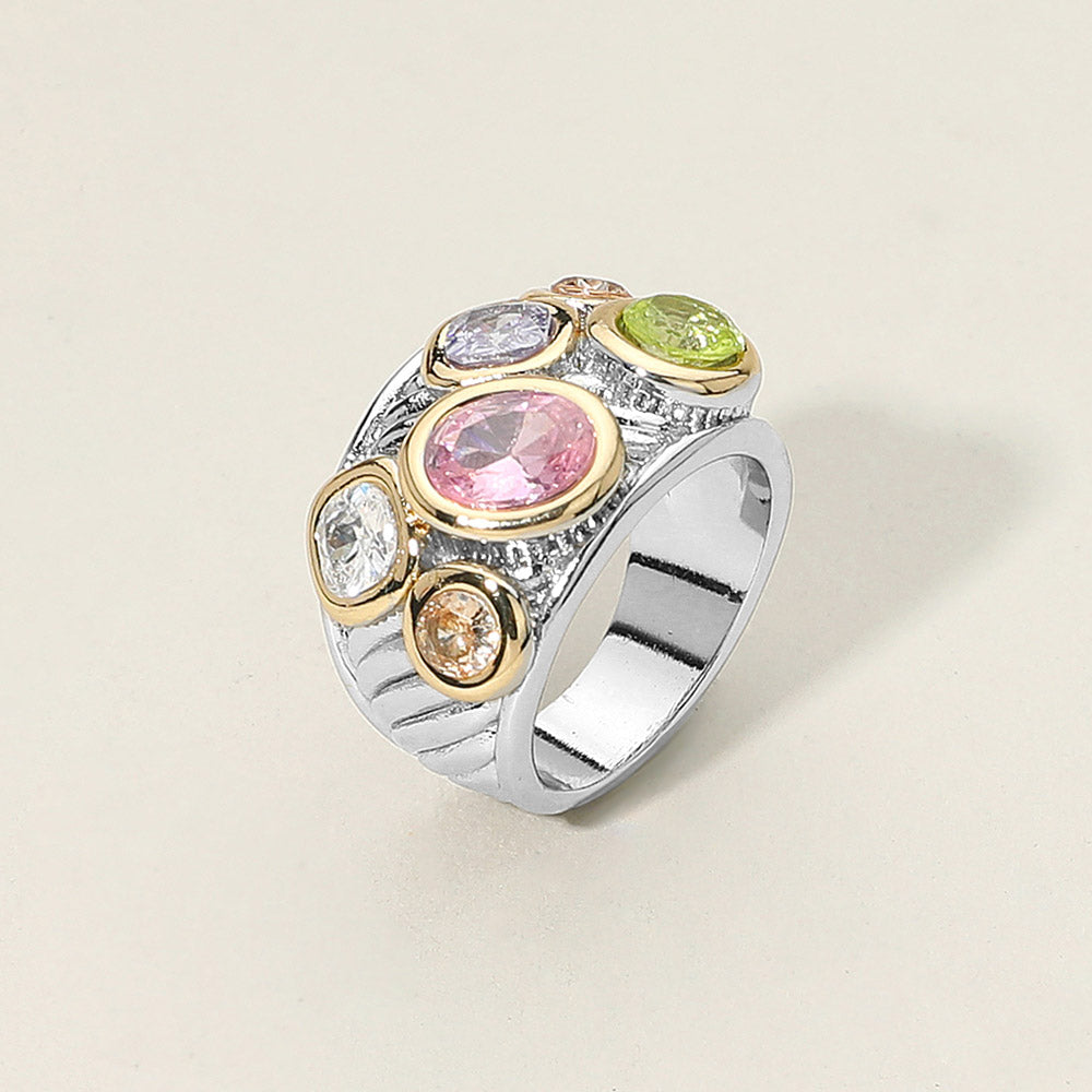 Elise Multi Gemstone Cluster 18K Gold Ring