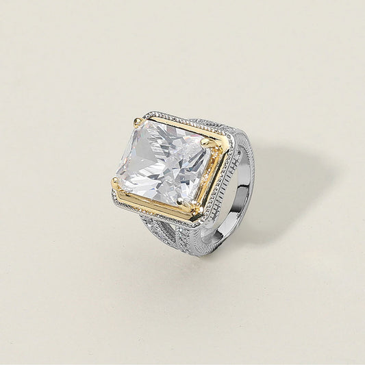 Bold Beauty CZ Duo-Tone Statement Ring