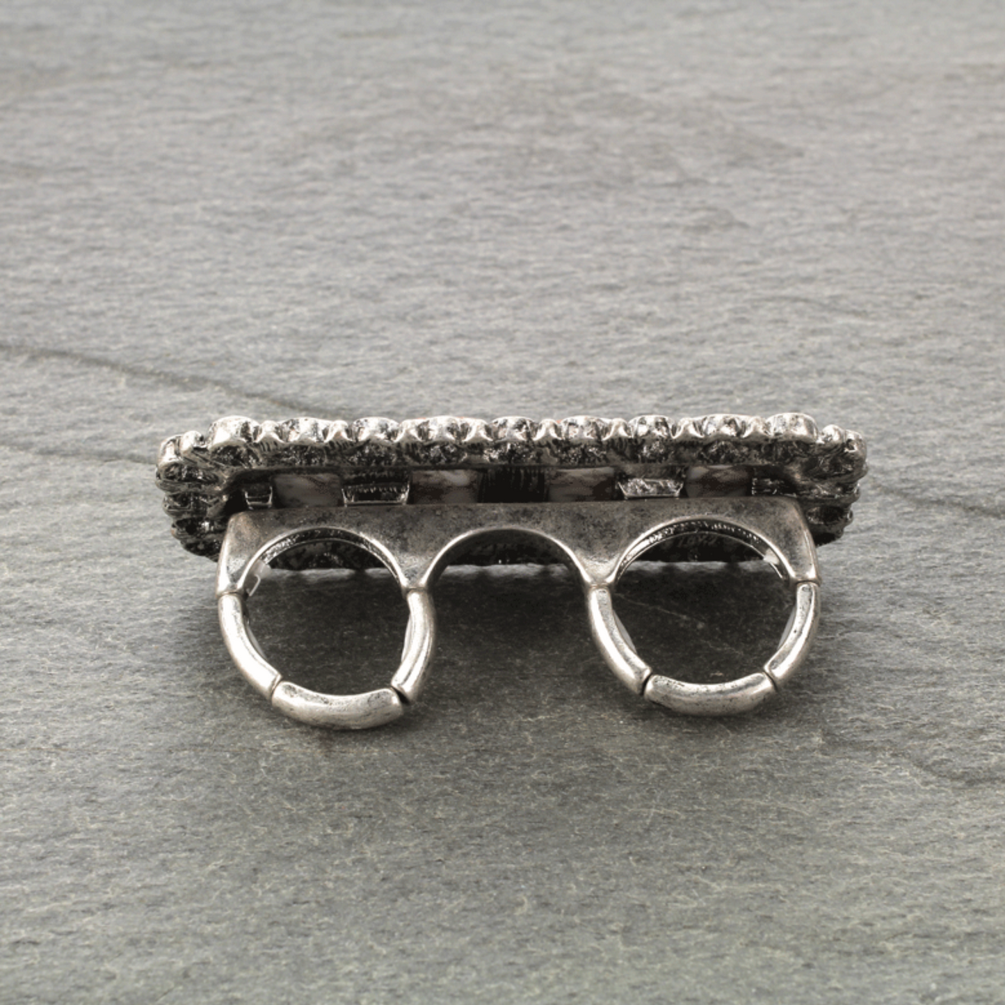 Western Style Natural Stone Double Finger Stretch Ring