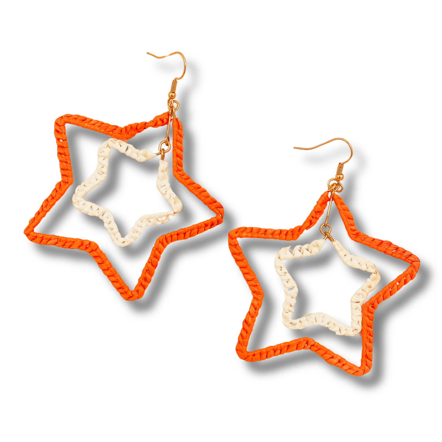 Tennessee Vols College Football Raffia Orange White Star Earrings