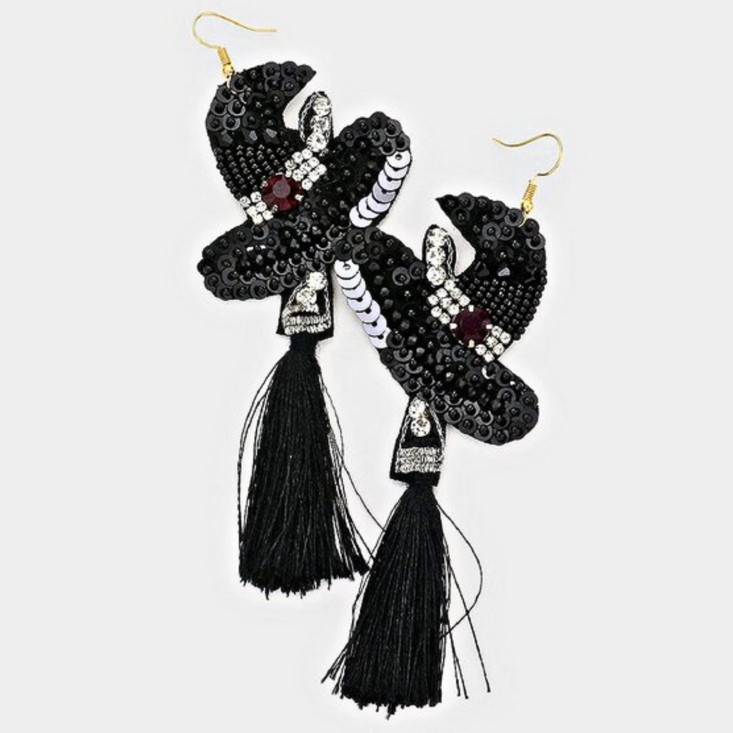 Jeweled Beaded Crystal Witch Hat Broom Halloween Earrings